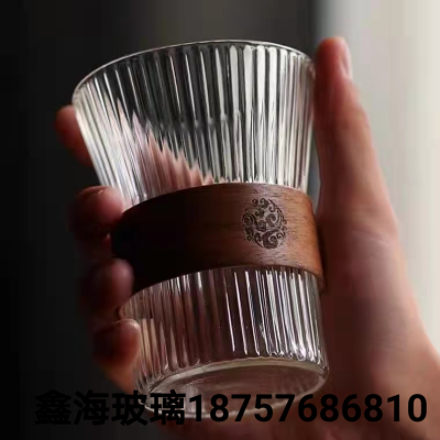 Wooden Ring Handle Coffee Cup Anti-Scald Insulation Wood Glass Cup Borosilicate Heat-Resistant Glass Tea Cup Coffee Cup