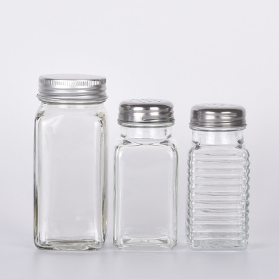 Square Pepper Bottle Salt MSG Seasoning Glass Jar Cumin Powder Straight Spice Jar Seasoning Can Ground Seaweed Bottle