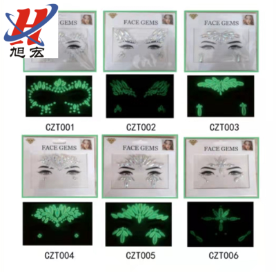 New Luminous Resin Drill Crystal Face Pasters Acrylic Luminous Diamond Tattoo Sticker DIY Stick-on Crystals Manufacturer