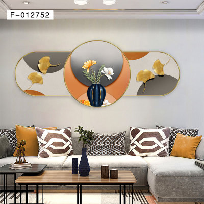 Special-Shaped round Rectangular Living Room Decorative Painting Bedroom Bedside Mural Aluminum Alloy Baked Porcelain Modern Light Luxury Hanging Painting