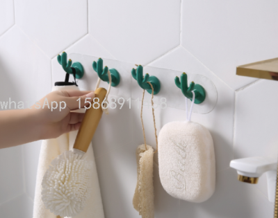 Creative Cactus Hook Wall Decorative Hanging Hook Punch-Free Bathroom Adhesive Hook gifts