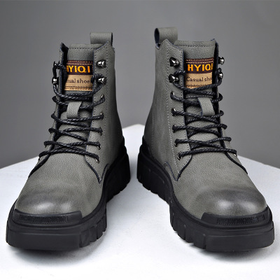 Dr. Martens Boots Men's Spring and Autumn High-Top Leather Shoes Genuine Leather Retro Casual Boots Fashion Men's Boots Thick Bottom Black Worker Boot