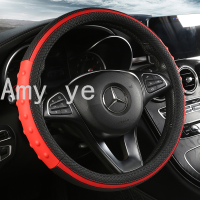 21 Full Leather Dot Handle Bag Steering Wheel Cover Breathable Sweat-Absorbent Non-Slip Car Supplies