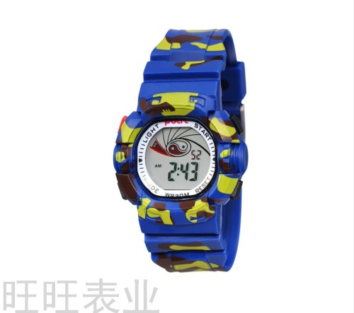 Factory Direct Sales Polit New Camouflage Flashing Light Student Children‘s Electronic Watch Waterproof Luminous Multi-Function Watch