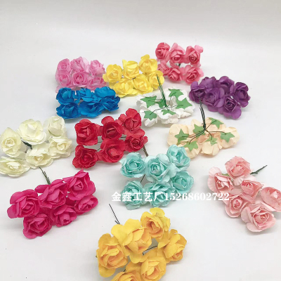 3cm Multicolor Artificial Azaleas Paper Flower Bouquet For Wedding Party Decoration Home DIY Fake Wreaths Supplies