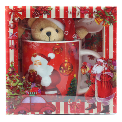 Christmas Mug Ceramic Cup with the bear and spoon