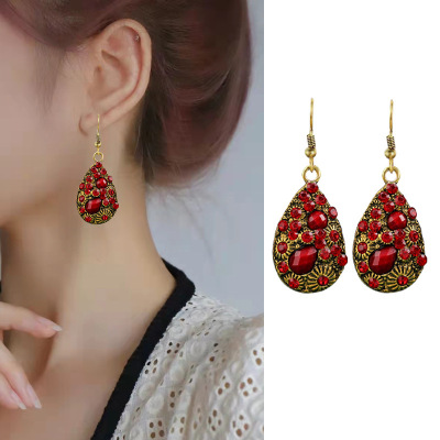 Factory Direct Sales Top-Selling Product Fashion Eardrops Drop-Shaped Tassel Earrings Jewelry Retro Ethnic Creative Personalized Earrings