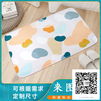 Flannel Carpet 3D Digital Printing Carpet Bathroom Entrance Doormat Absorbent Non-Slip Floor Mat Kitchen Carpet