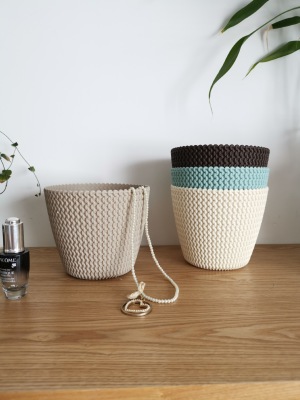 Linen Pattern Twist Woven Storage Basket Plastic Basket