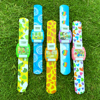 Foreign Trade Cartoon Electronic Watch PVC Ring Pop Student Patting Watch Customizable Children Toy Bracelet Gift