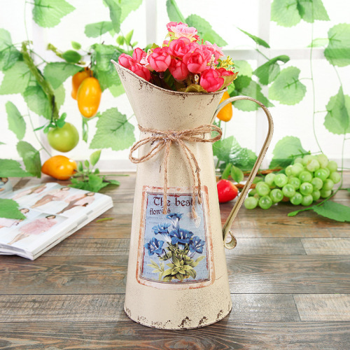 simple creative european retro pastoral style exquisite iron bucket artificial flower flower arrangement bucket home decoration ornaments