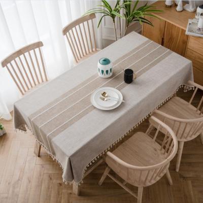 Cross-Border Ins Popular Linen-like Solid Color Plaid Linen Modern Simple Plain Tablecloths Table Runners Mat Amazon