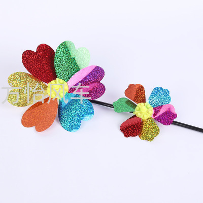 Heart-Shaped Sequins up and down Cartoon Pinwheel Outdoor Rotating Colorful Stall Park Hot Sale at Scenic Spot Decoration DIY