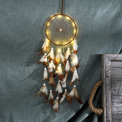 AliExpress Cross-Border Indian Dreamcatcher Wind Chimes Feather Retro Furnishings Ornaments Holiday Gift Pendant