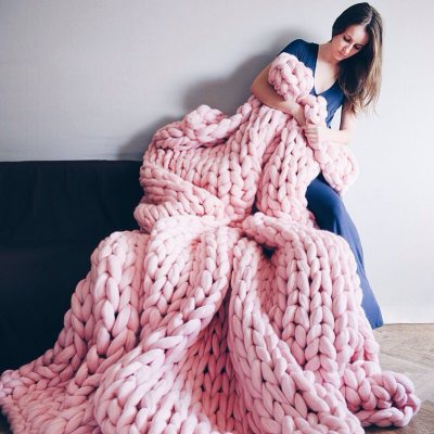 Amazon Nordic Super Coarse Yarn Hand-Woven Blanket Sofa Cover Cover Blanket Knitted Thick Thread Blanket Cross-Border Hot