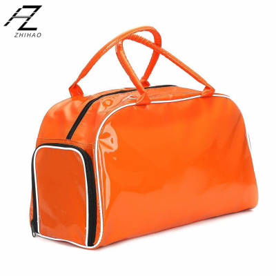 Zhihao Printing Gym Bag Pu Bright Leather Bag Waterproof Travel Exercise Bag Men's Training Bag Luggage Bag Women's Independent Shoe Warehouse