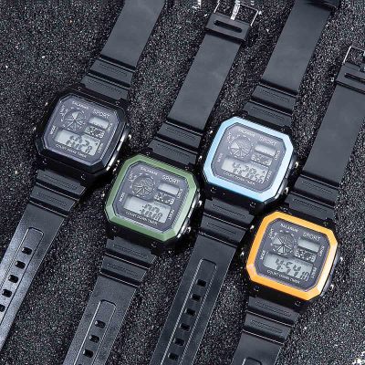 INS Internet Celebrity Small Square Electronic Sports Watch Matcha Green Men and Women Square Student Led Digital Watch Waterproof