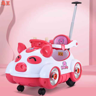 One Car Multi-Purpose Early Education Electric Car Children's Electric Car with Push Handle Guardrail Flash Toy Car