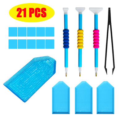 DIY Diamond Painting Tool Kit Package Blue Spot Drill Pen Series Glitter Powder Spot Drill Plate Fast Multifunction Spot Drill Pen