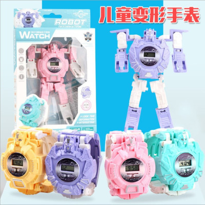 Cartoon Deformation Robot Watch Children's Gift Electronic Toy Wholesale Creative Student Prize Deformation Electronic Watch