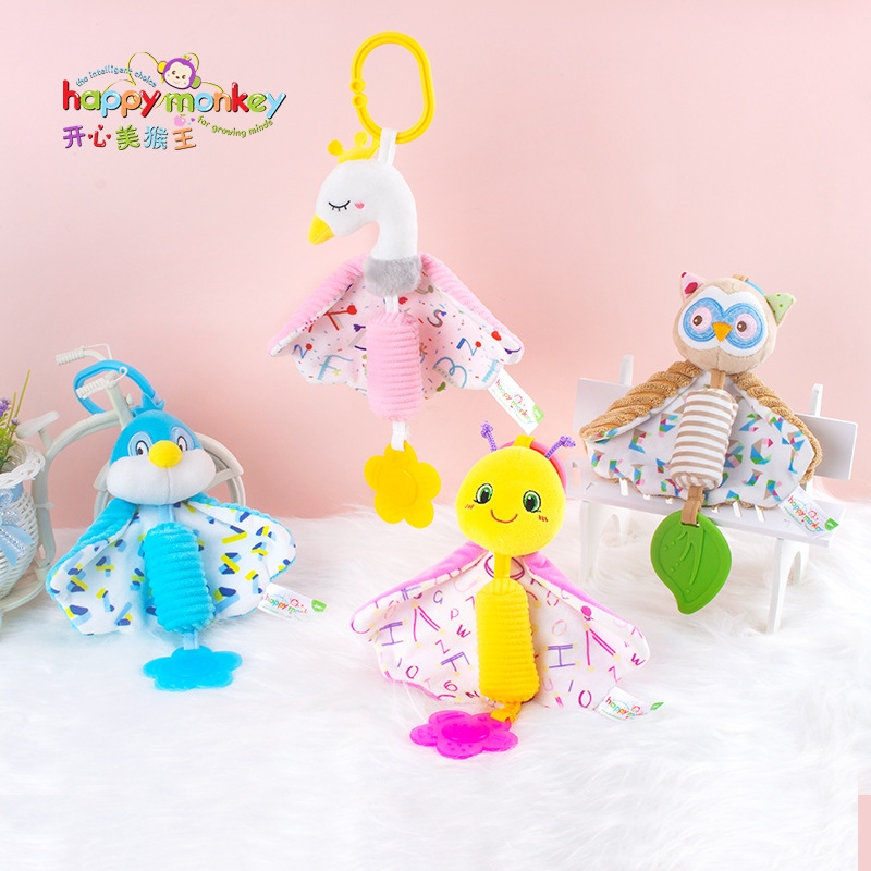 HappyMonkey婴儿玩具0-3岁早教毛绒车床挂天空安抚系列创意小风铃