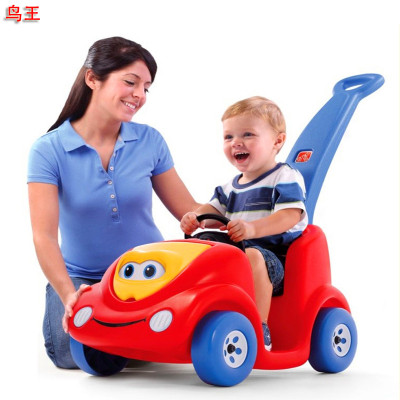 Trolley Children's Cartoon Four-Wheel Baby Kids Bike with Handle Push Rod Outdoor Windmill Children's Toy Car