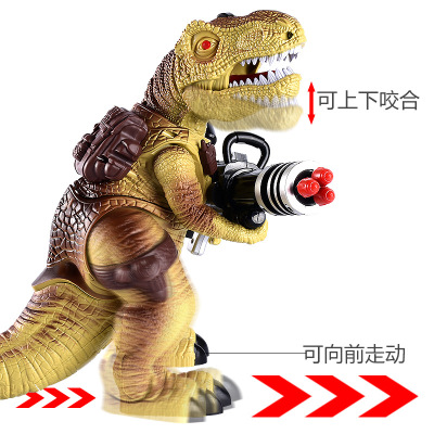 Cross-Border New Arrival Electric Remote Control Special Attack Dinosaur Can Launch Gatling Weapon Sound and Light Walking Dinosaur Remote Control Toy