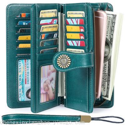 RFID Anti-Magnetic Wallet for Women Korean Women's Wallet Cowhide Billfold Wallet Leather Wallet Large-Capacity Handbag 