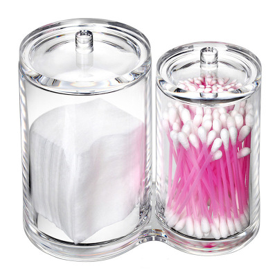 Transparent Cotton Swab Storage Box Eyebrow Pencil Eyebrow Brush Cotton Swab Double Cup Acrylic Organizing Pen Holder