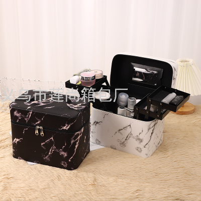 Internet Hot New Four-Open Cosmetic Case Korean Style Large Capacity Multi-Layer Cosmetic Case Convenient Portable Cosmetic Storage Bags