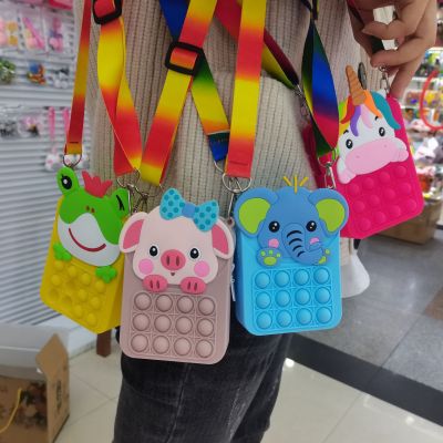 Cross-Border New Arrival D Pioneer Bag Cute Cartoon Decompression Double-Sided Bubble Bag Silicone Messenger Bag