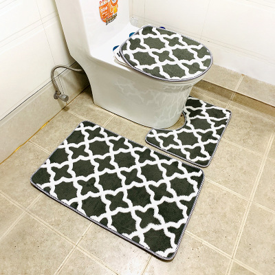 Cross-Border Foreign Trade Lantern Pattern Jacquard Toilet Three-Piece Floor Mat Amazon Bathroom Non-Slip Combination Floor Mat Set