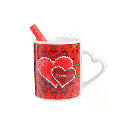 Wholesale Printed Red Ceramic Coffee Cup For Valentine's Day