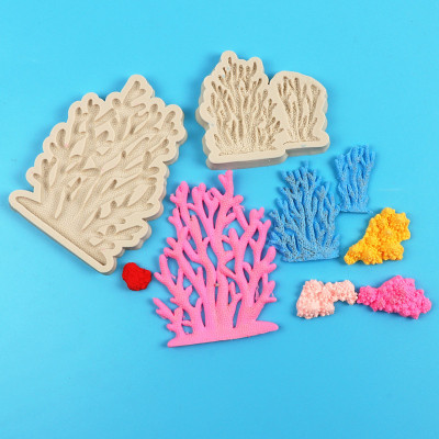 Coral Aquatic Plants Fondant Silicone Mold Marine Reef Cake Biscuits Dessert Table Baking Tool Epoxy Mold