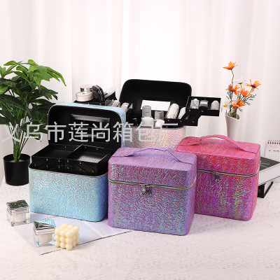 New Four-Open Scale Pattern Color Changing Cosmetic Case Large Capacity Portable and Versatile Four-Layer Cosmetic Storage Box