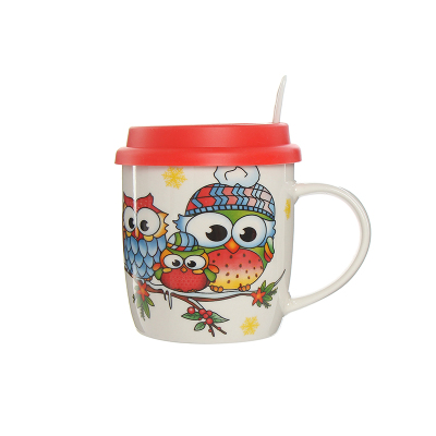 Owl Christmas ceramic mug gift box packaging receiving logo 