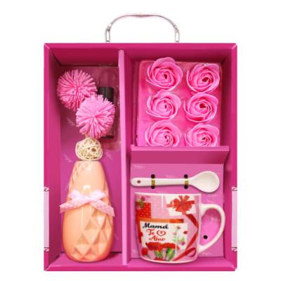 Mother's day mug Ceramic Coffee cup with Soap Flower Gift Set 