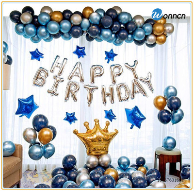 Metal Balloon Dress up Decoration Set Aluminum Film Happy Birthday Letter Crown XINGX 12inch Set Festival