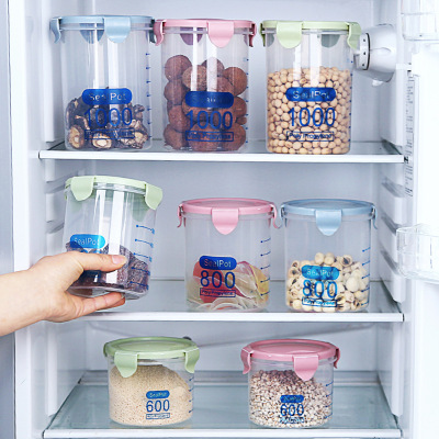 Household Transparent Sealed Plastic Cans Food Jar Kitchen Cereals Storage Box Storage Jar