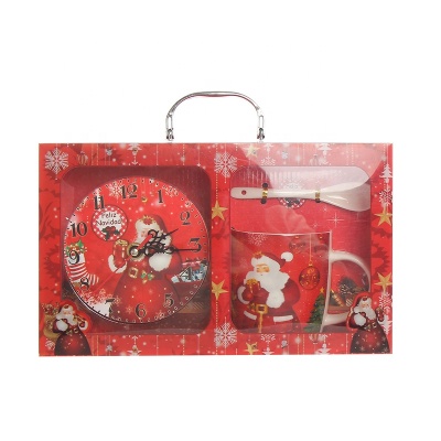 Christmas Promotional Ceramic Tea Cup With Spoon And Clock