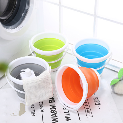 Collapsible Bucket Portable Silica Gel Collapsing Barrel Outdoor Travel Car Wash Fishing Plastic Housekeeping Cleaning Hand Bucket