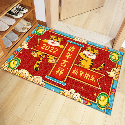 Factory Wholesale Tiger Red Festive Carpet Door Mat Entrance Mat Bedroom Doormat Household Carpet Floor Mat