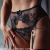 Rose Embroidered Black Lace Sexy Underwear Suit