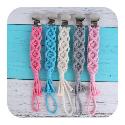 Baby Products Popular Flat Pacifier Clip Nipple Rope DIY Baby Creative Handmade Woven Cotton String Fork