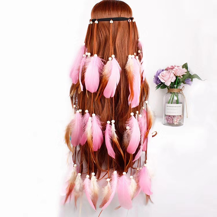 跨境欧美新款羽毛发带头饰发饰复古民族风