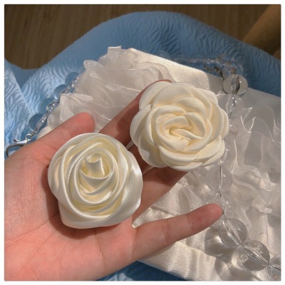 Camellia + Rose Barrettes ~ Classic Style Satin Gentle Little Sister Retro Flower Fairy Style Hair Accessories Hairpin Female