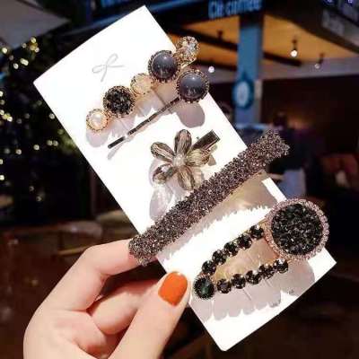 Korean Chanel-Style Five-Piece Set Internet Influencer Hair Clip Simple Temperament Bang Hairpin Headdress Dignified Rhinestone Hairpin