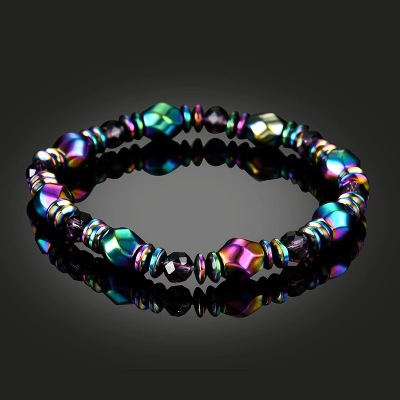 Cross-Border Beaded Bracelet Amazon Colorful Electroplated Black Magnet Bracelet Fashion Men's and Women's Bracelet