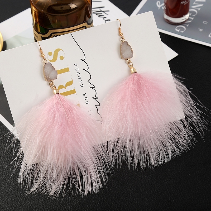 新款飘逸羽毛耳环 网红拍照耳饰耳坠  长款民族风小仙女海边耳饰