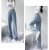 Casual Solid Color Women's Clothing Denim Straight-Leg Pants Comfortable Soft Light-Colored Jeans High Waist Fashion Loose Trousers for Women